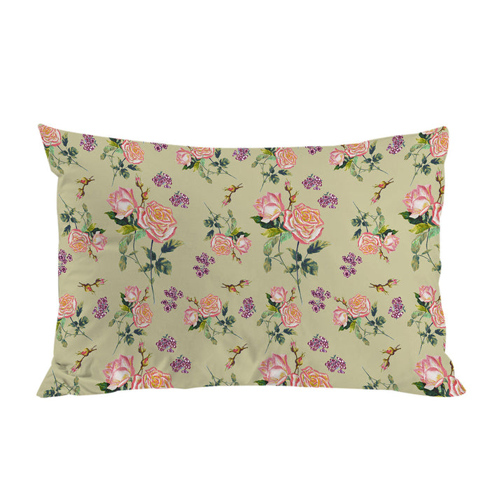 Pink Roses and Purple Flowers King Pillow Cases