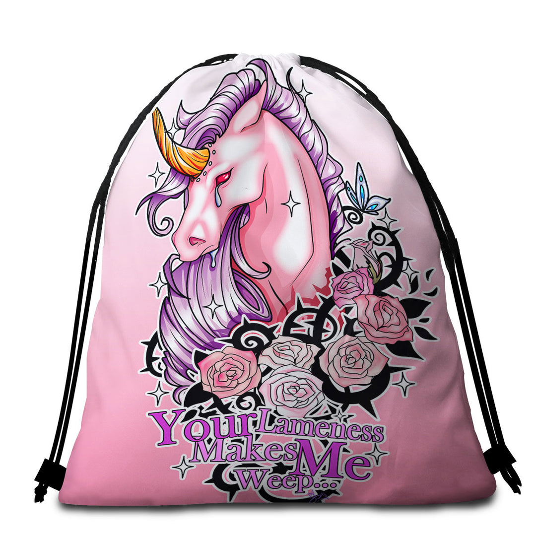 Pink Roses and Unicorn Rudicorn Cool Quote Beach Towel Pack