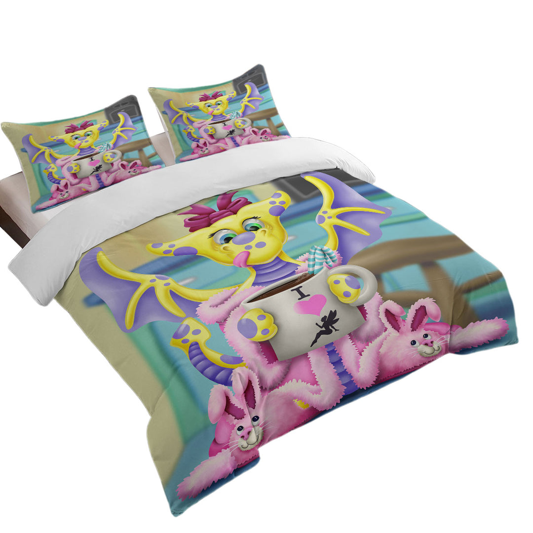 Pink and Purple Girly Dragon Coverlet