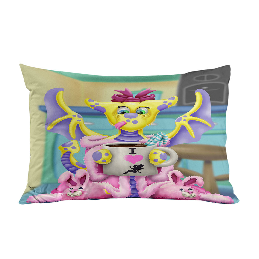 Pink and Purple Girly Dragon Pillow Cases