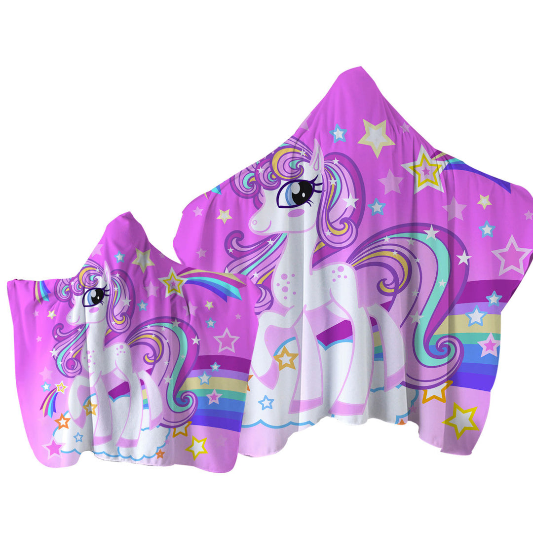 Pinkish Rainbow Unicorn Hooded Beach Towel