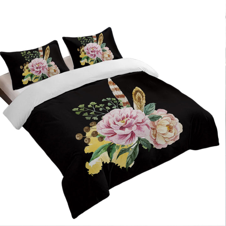 Pinkish Roses Bouquet Duvet Cover