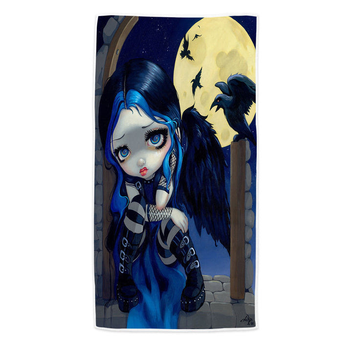 Poe Beach Towels the Whispered Word Lenore Raven Gothic Girl