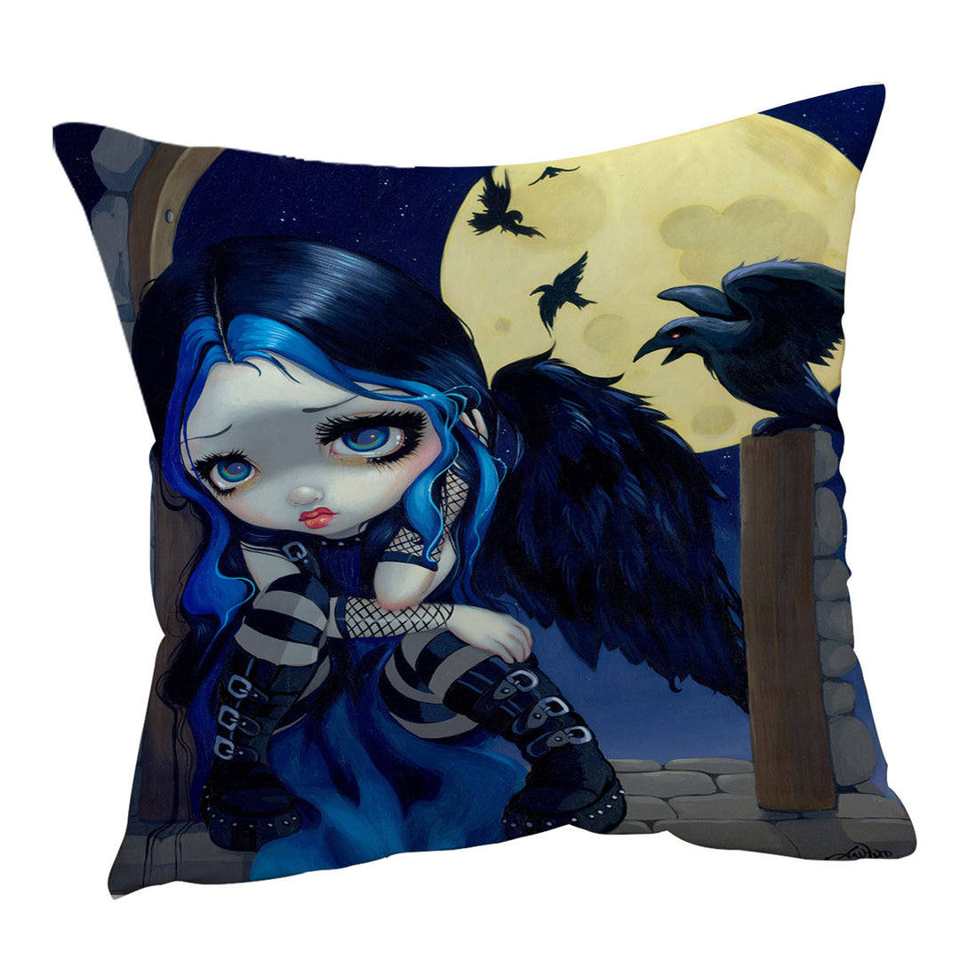 Poe Throw Pillows the Whispered Word Lenore Raven Gothic Girl