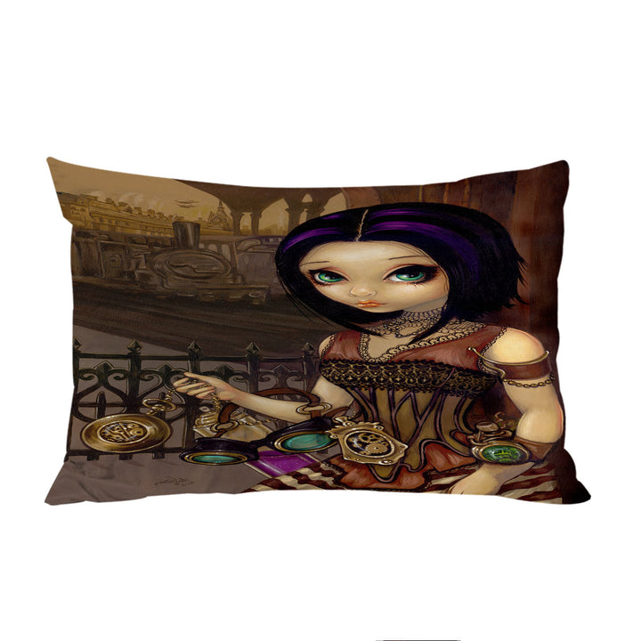 Poe a Beautiful Steampunk Flair Girl Pillowcase