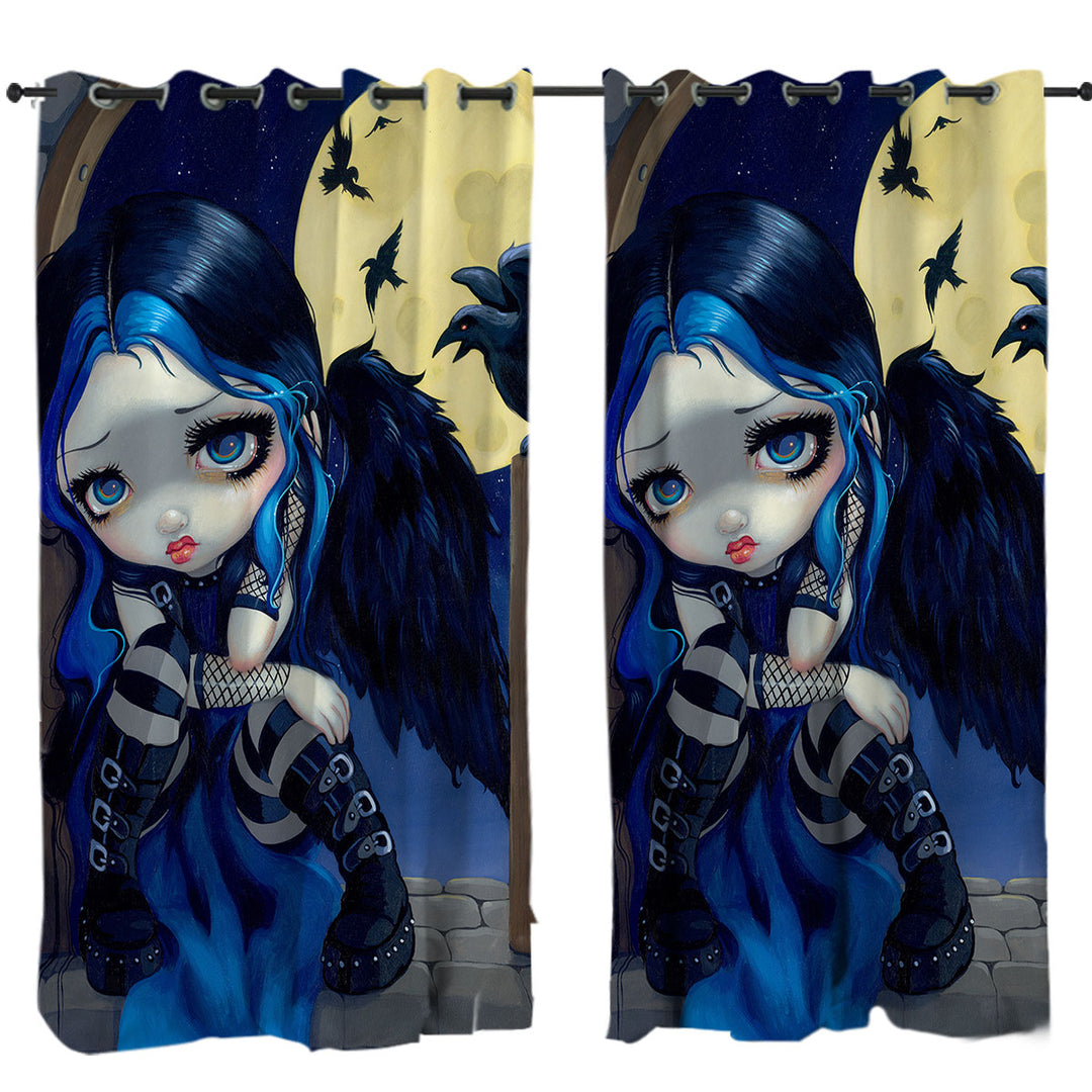 Poe the Whispered Word Lenore Raven Gothic Girl Custom Drapes