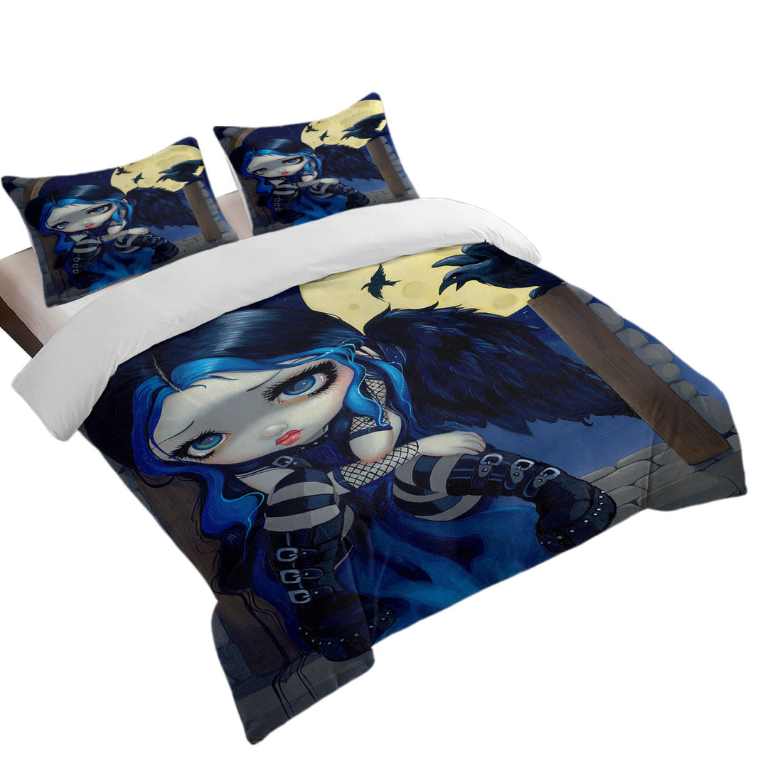 Poe the Whispered Word Lenore Raven Gothic Girl Duvet Cover set