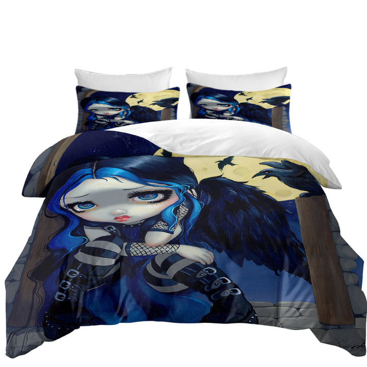 Poe the Whispered Word Lenore Raven Gothic Girl full Size Duvet Cover