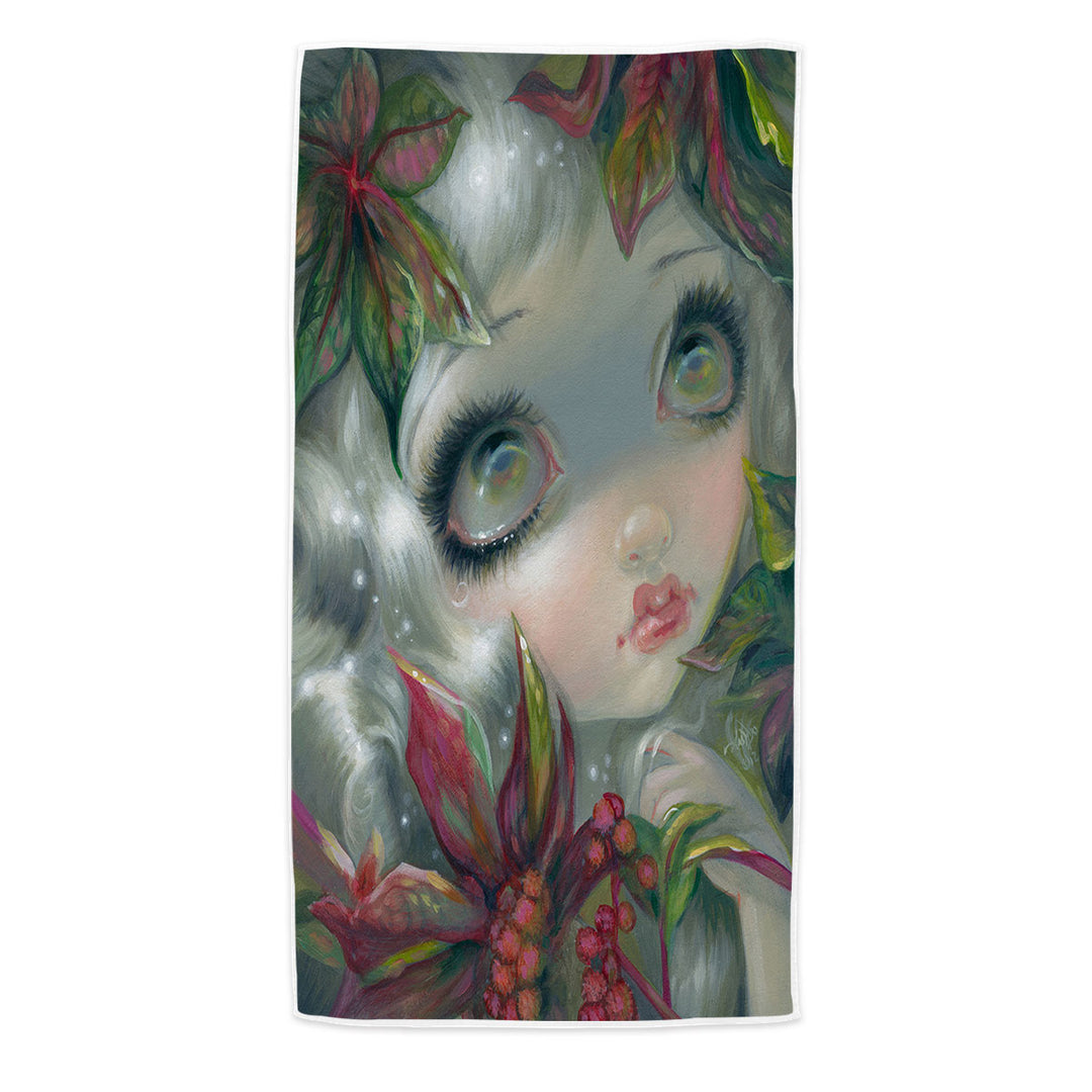 Poisonous Beauties Beach Towels Castor Bean Girl with Plants