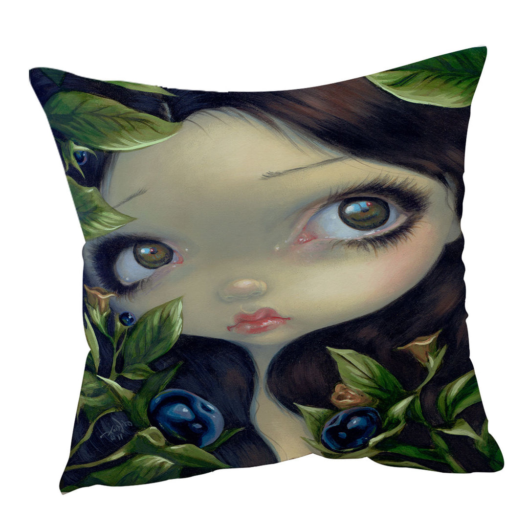 Poisonous Beauties Belladonna Girl with Berries Cushion Cover