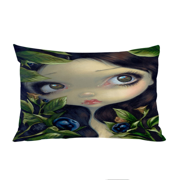 Poisonous Beauties Belladonna Girl with Berries Pillowcase