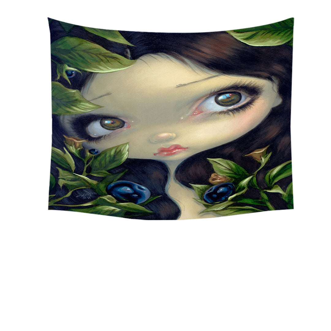 Poisonous Beauties Belladonna Girl with Berries Tapestry Wall Decor