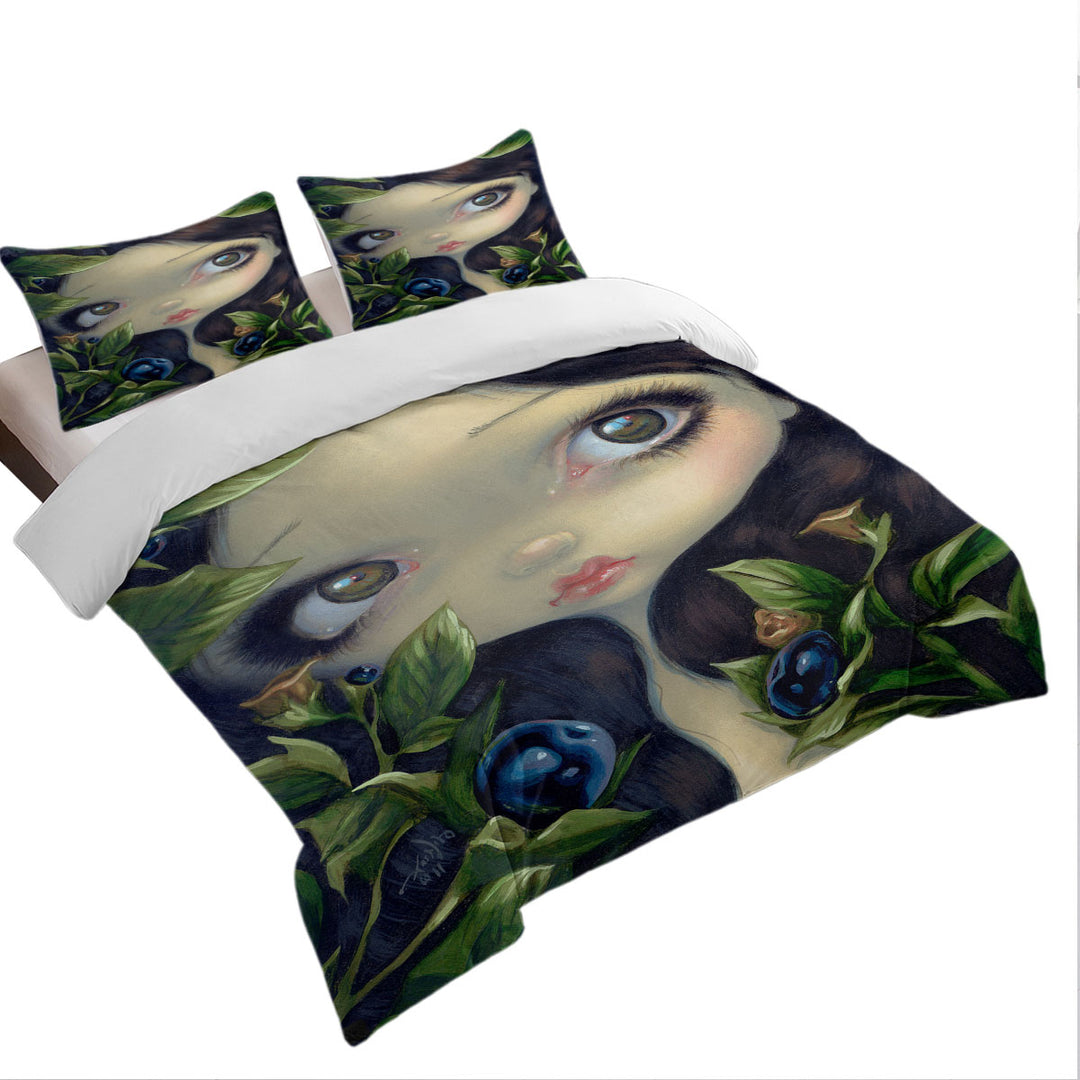 Poisonous Beauties Belladonna Girl with Berries Twin Duvet Covers