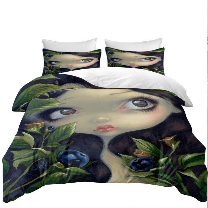 Poisonous Beauties Belladonna Girl with Berries Twin xl Duvet Covers