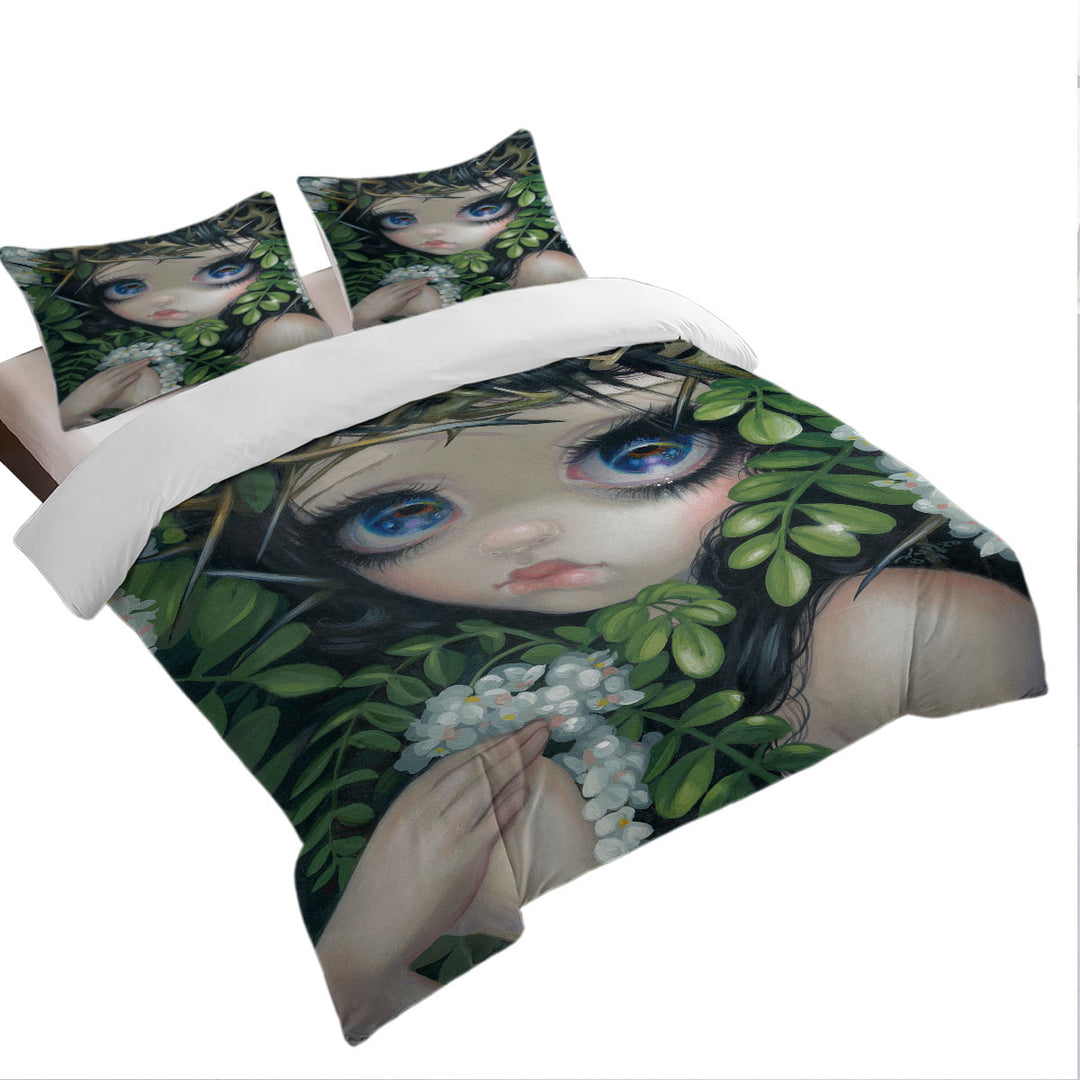 Poisonous Beauties Black Locust Girl with Leaves Best Duvet Covers