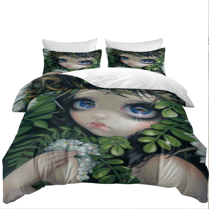 Poisonous Beauties Black Locust Girl with Leaves Daybed Covers Sets