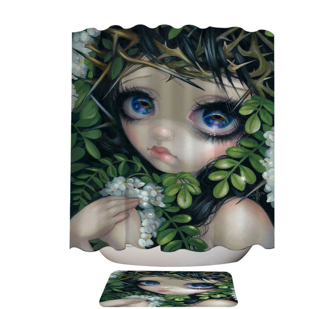 Poisonous Beauties Black Locust Shower Curtains Girl with Leaves