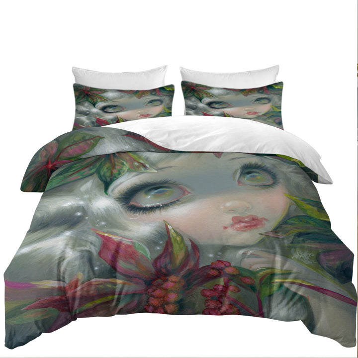 Poisonous Beauties Castor Bean Girl with Plants Duvet Cover