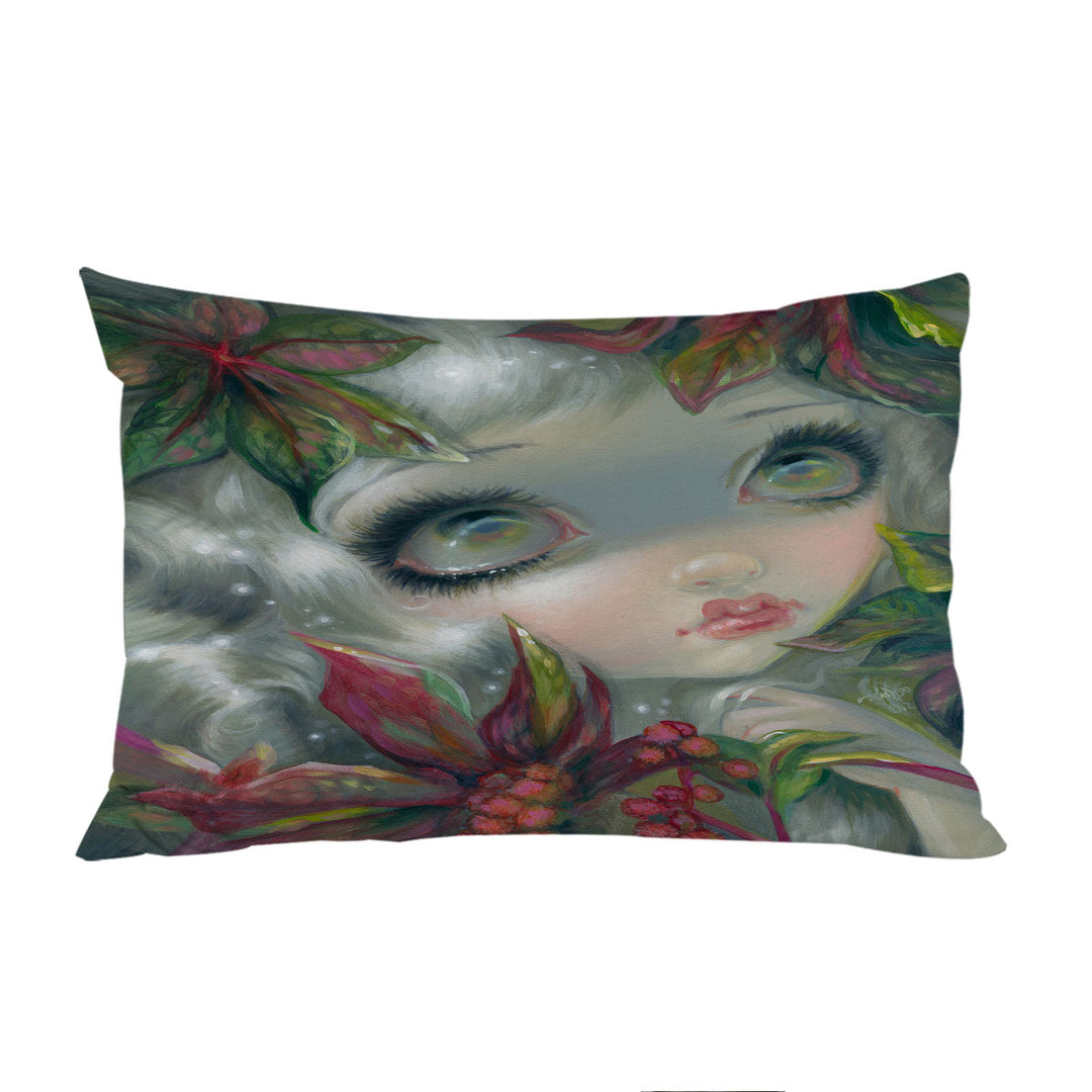 Poisonous Beauties Castor Bean Girl with Plants Pillowcase