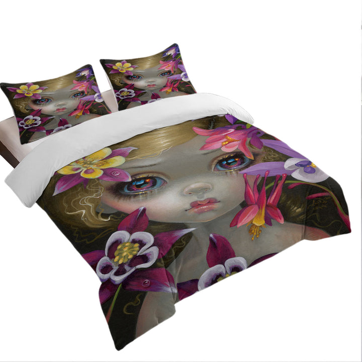 Poisonous Beauties Columbine Girl with Flowers Daybed Covers Sets