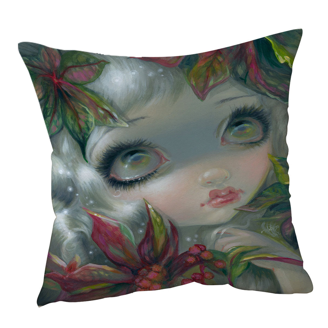 Poisonous Beauties Cushion Cover Castor Bean Girl with Plants