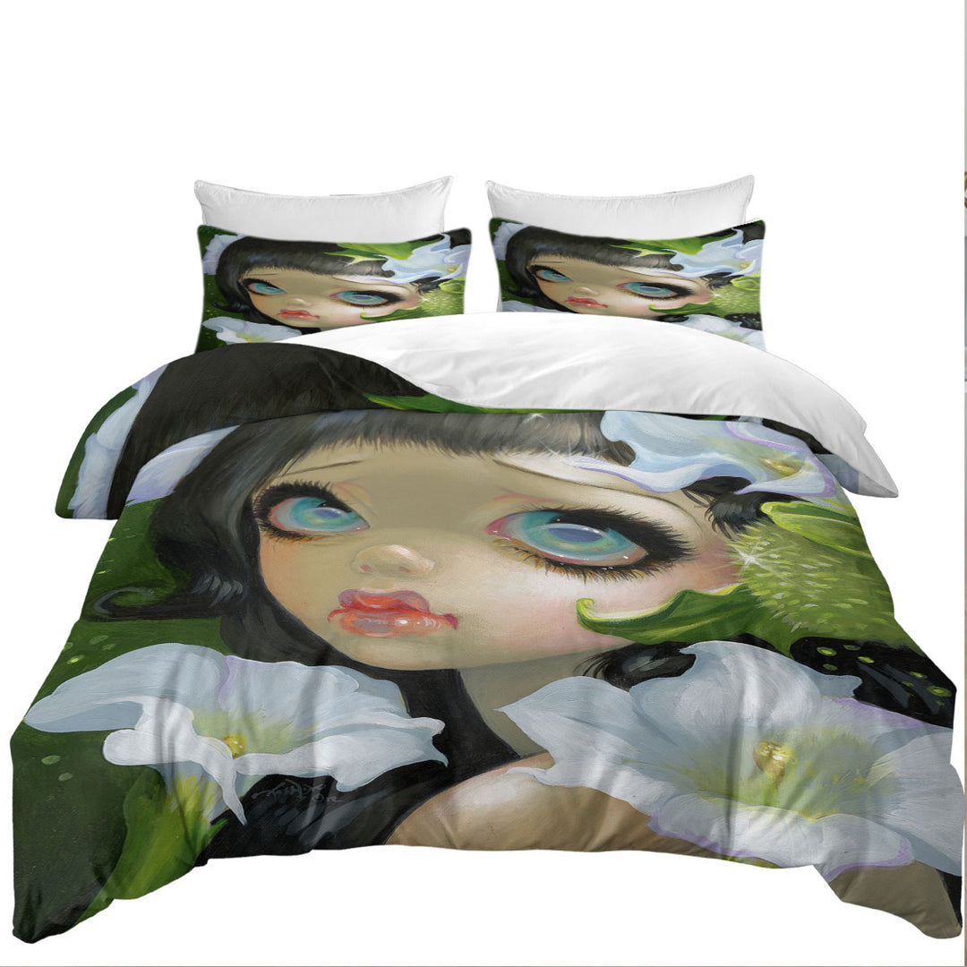 Poisonous Beauties Datura Girl and Flowers Duvet Covers