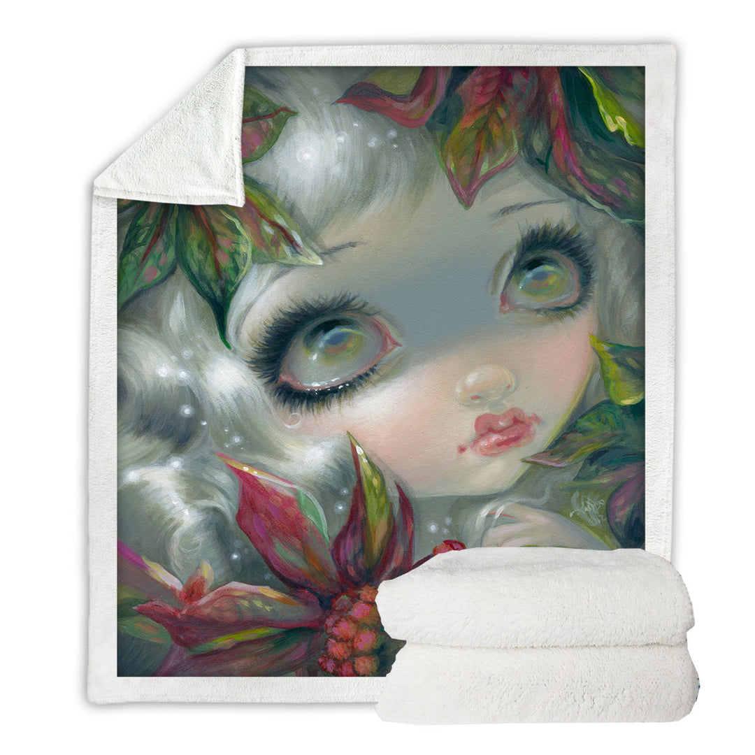 Poisonous Beauties Fleece Blankets Castor Bean Girl with Plants