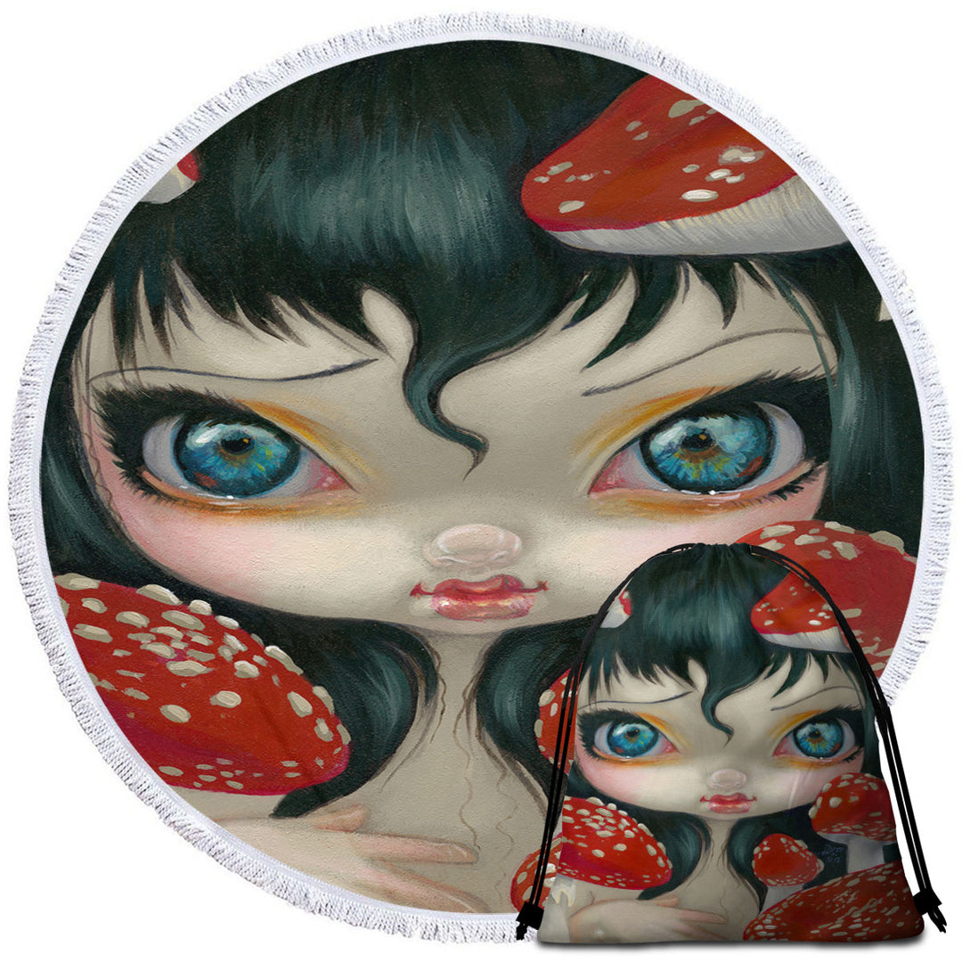 Poisonous Beauties Fly Agaric Girl and Mushrooms Beach Towels and Bags Set