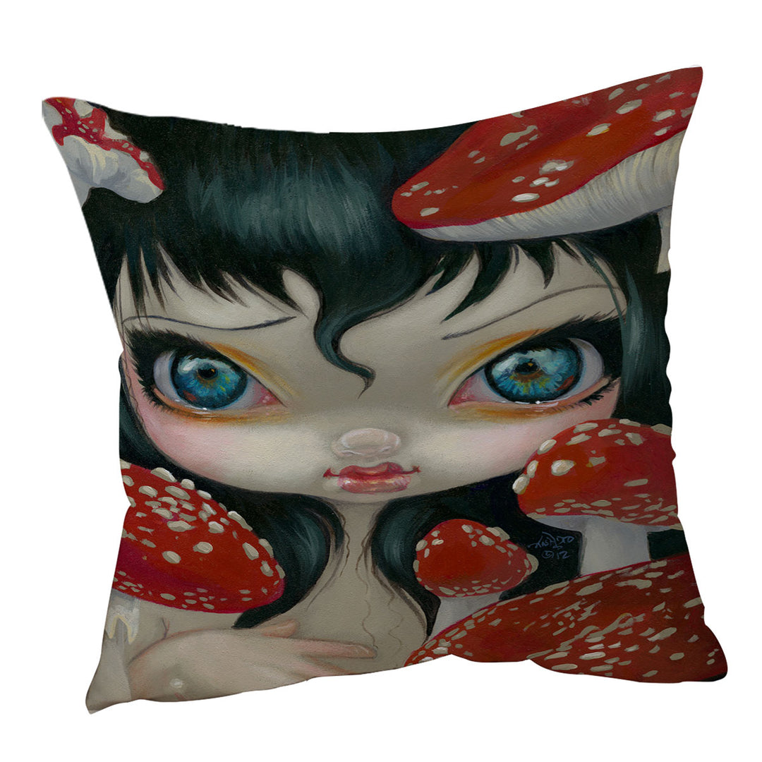 Poisonous Beauties Fly Agaric Girl and Mushrooms Cushion Covers