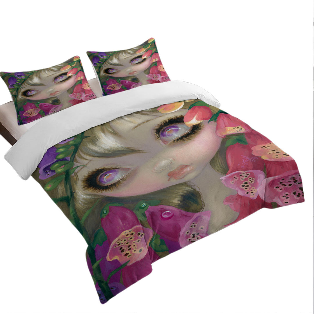 Poisonous Beauties Foxgloves Girl with Flowers Duvet Cover