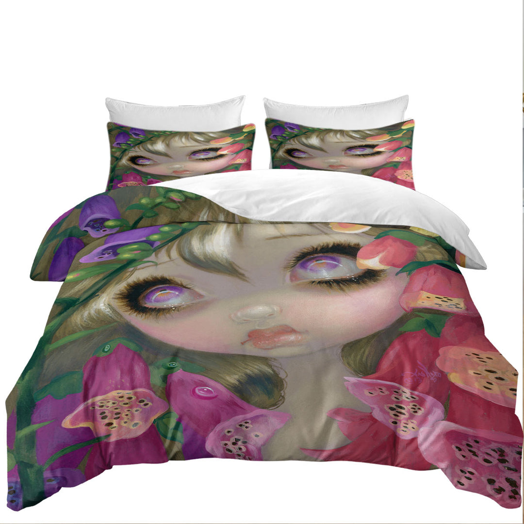 Poisonous Beauties Foxgloves Girl with Flowers Duvet Covers