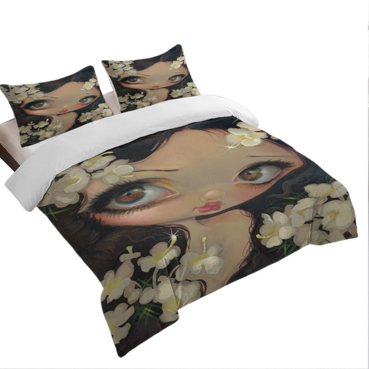 Poisonous Beauties Hemlock Girl and Flowers Duvet Cover