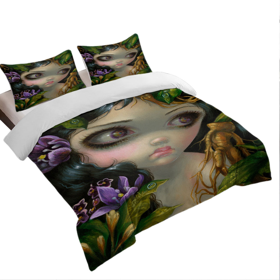 Poisonous Beauties Mandrake Root Girl and Plants Duvet Cover Queen