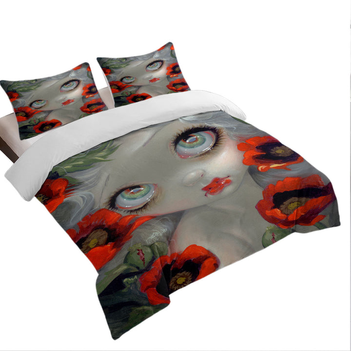 Poisonous Beauties Opium Poppy Girl and Flowers Quilt Cover Sets