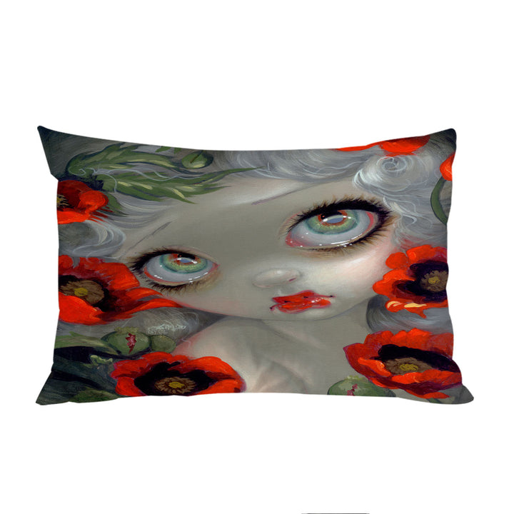 Poisonous Beauties Opium Poppy Girl and Flowers throw pillow case covers