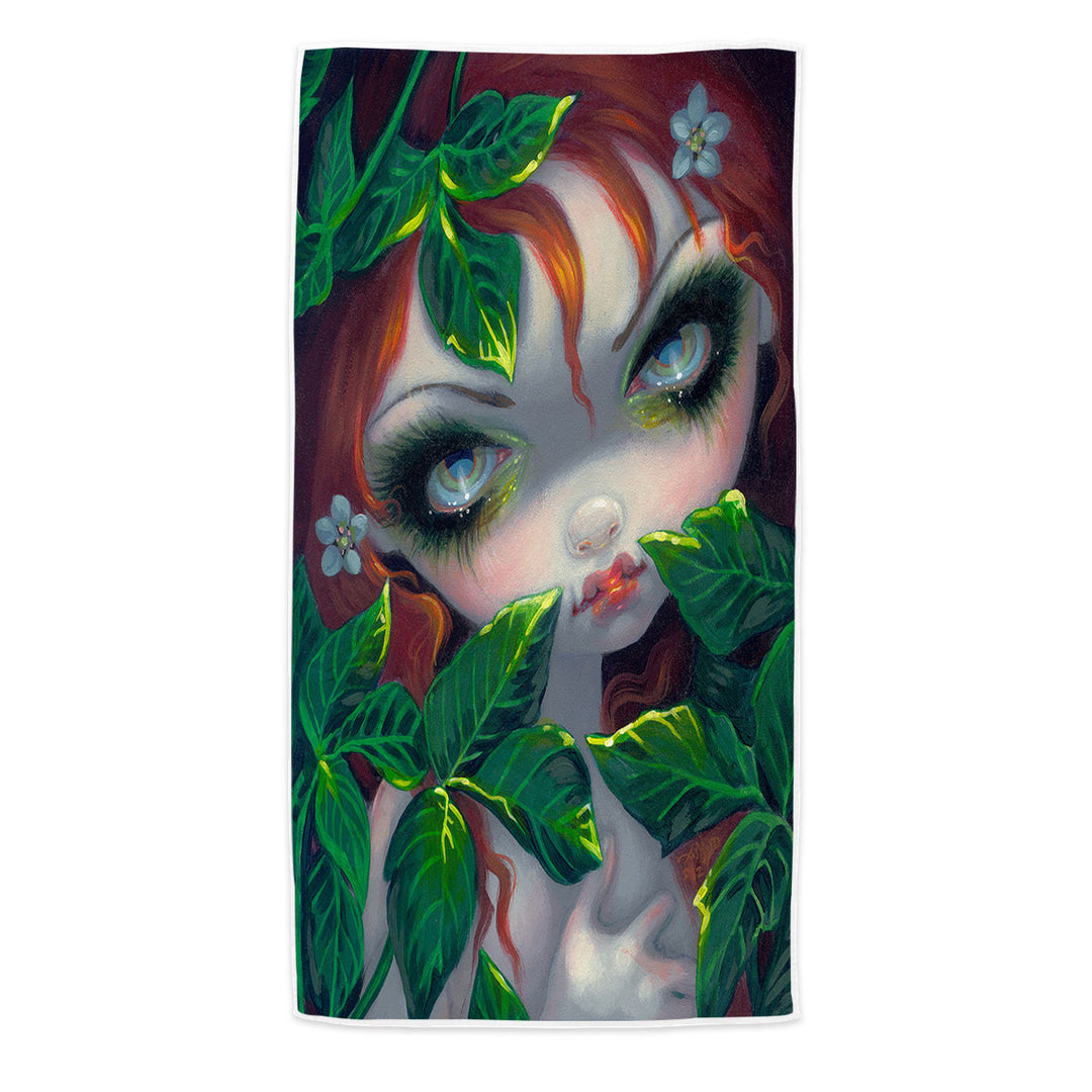 Poisonous Beauties Poison Ivy Girl and Leaves Beach Towel