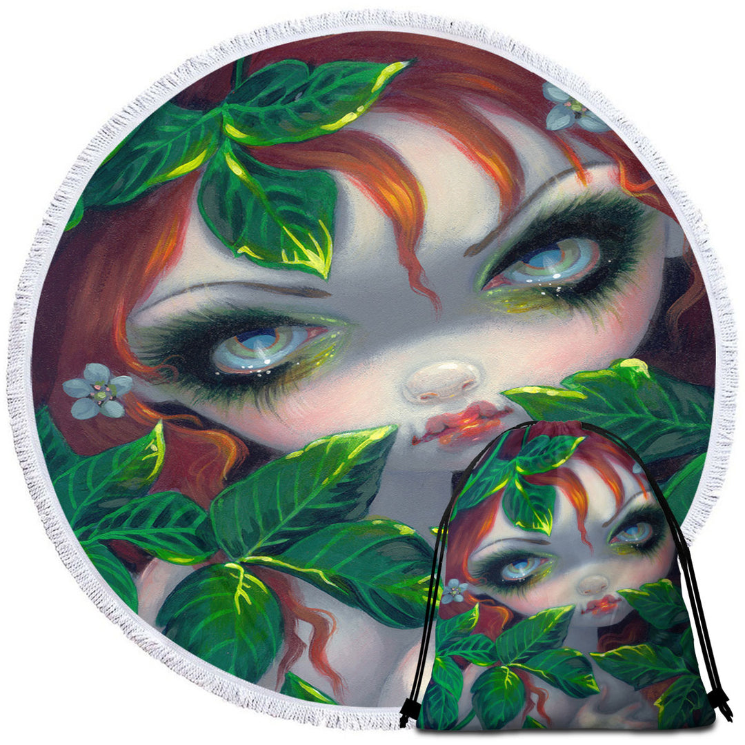 Poisonous Beauties Poison Ivy Girl and Leaves Beach Towels and Bags Set