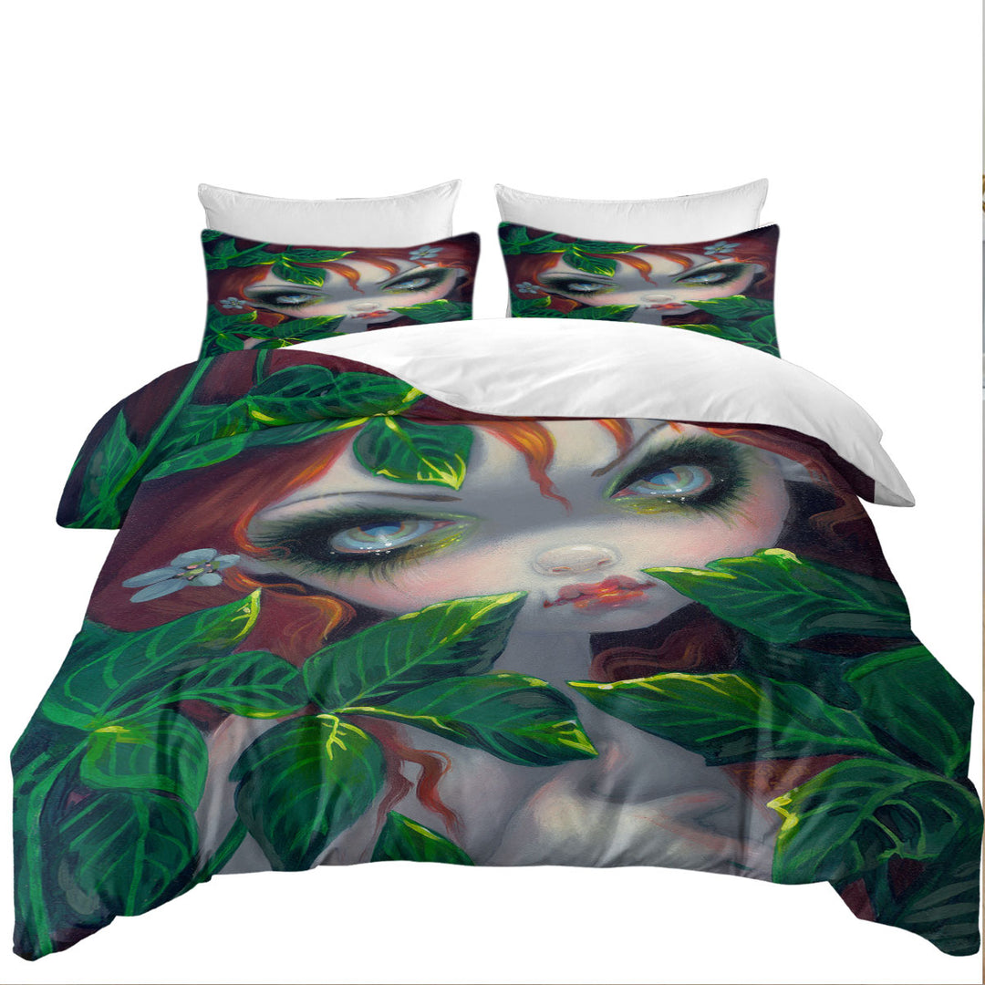 Poisonous Beauties Poison Ivy Girl and Leaves Duvet Cover