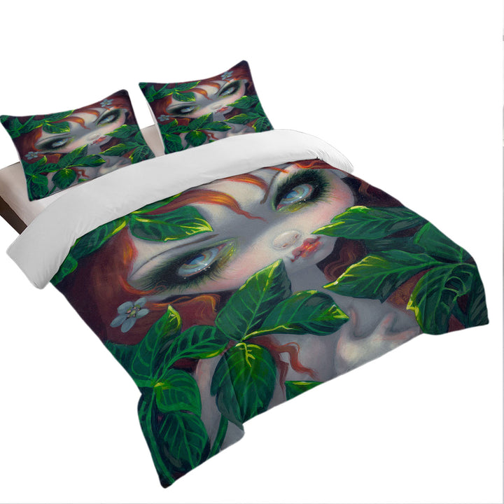 Poisonous Beauties Poison Ivy Girl and Leaves King Quilt Cover