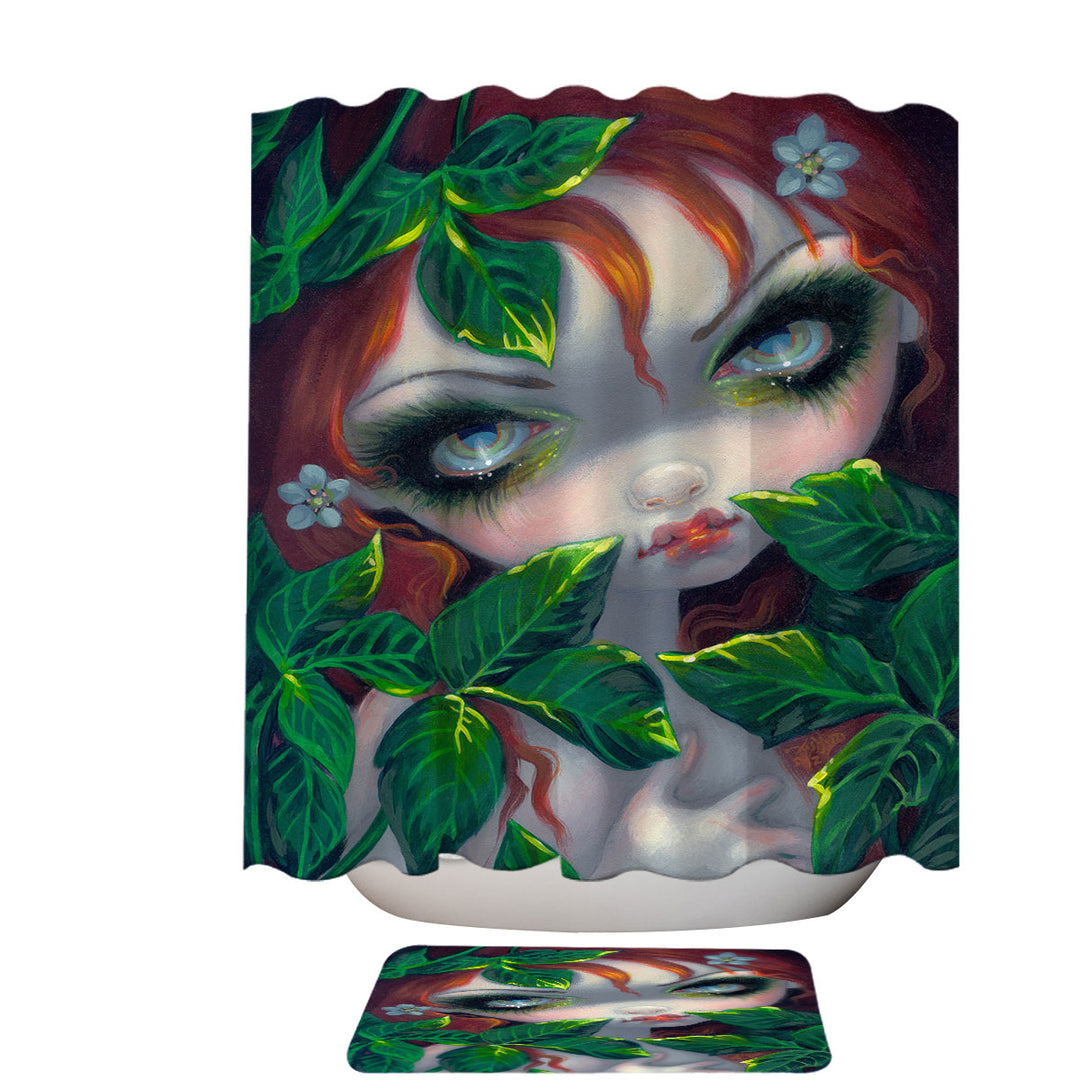 Poisonous Beauties Poison Ivy Girl and Leaves Shower Curtain