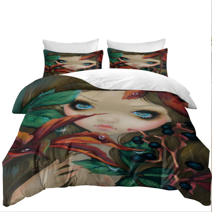 Poisonous Beauties Virginia Creeper Girl and Berries Bed Covers