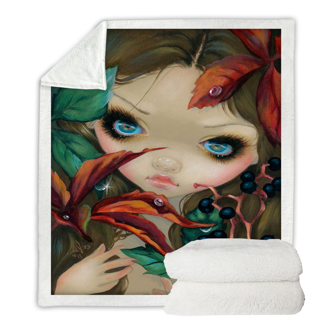 Poisonous Beauties Virginia Creeper Girl and Berries Sherpa Blanket