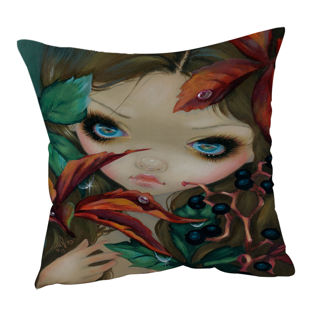 Poisonous Beauties Virginia Creeper Girl and Berries Sofa Pillows