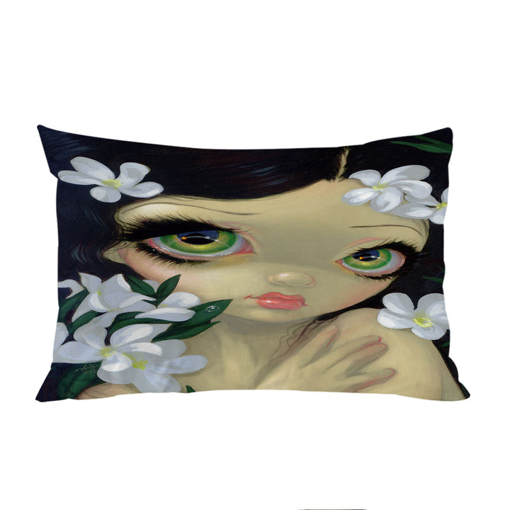 Poisonous Beauties White Oleander Girl and Flowers Pillow Cases