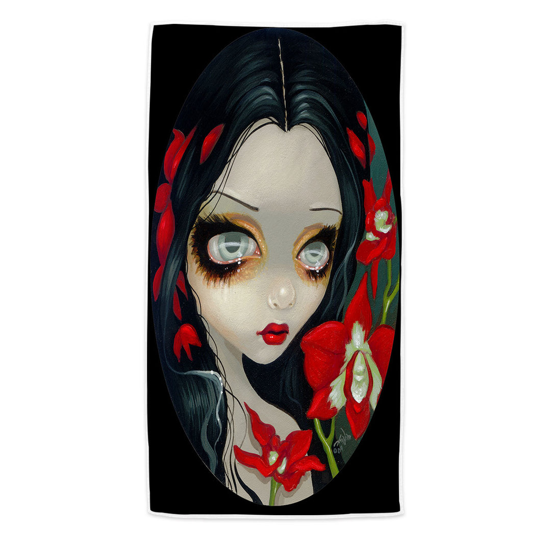 Pool Towels with Red Blood Orchid Maiden Girl