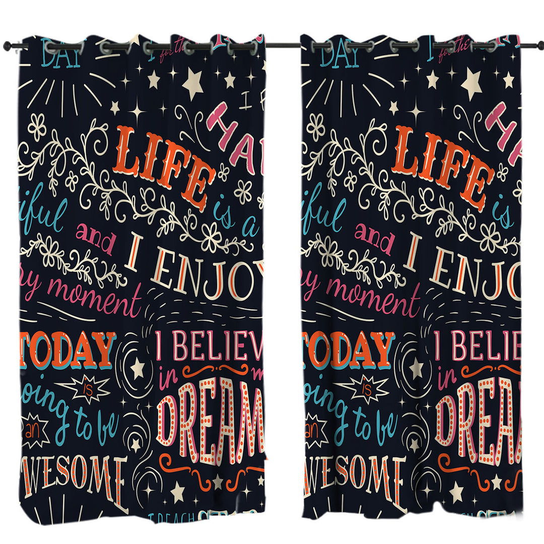 Positive Inspiring Quotes Curtain