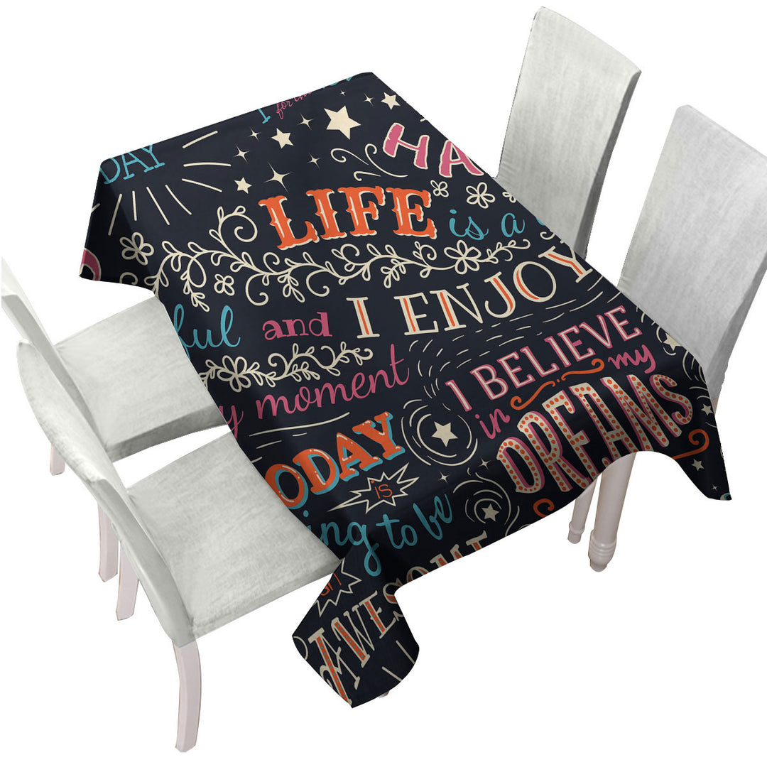 Positive Inspiring Quotes Tablecloth