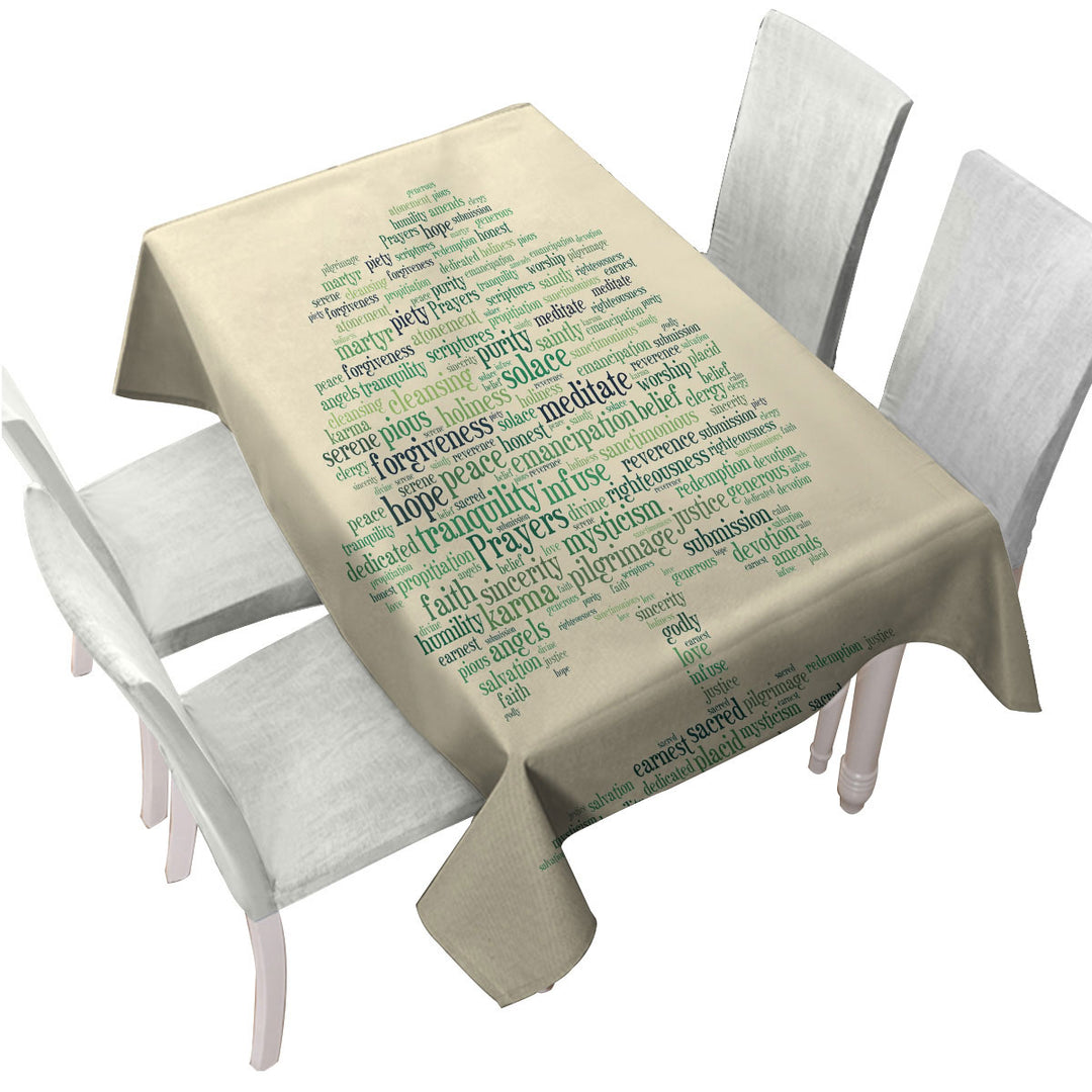 Positive Mood Words Tree Tablecloths