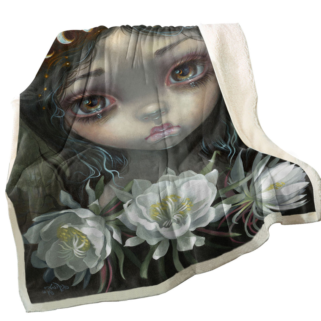 Pretty Girl Throw Blanket Queen of the Night Blooms