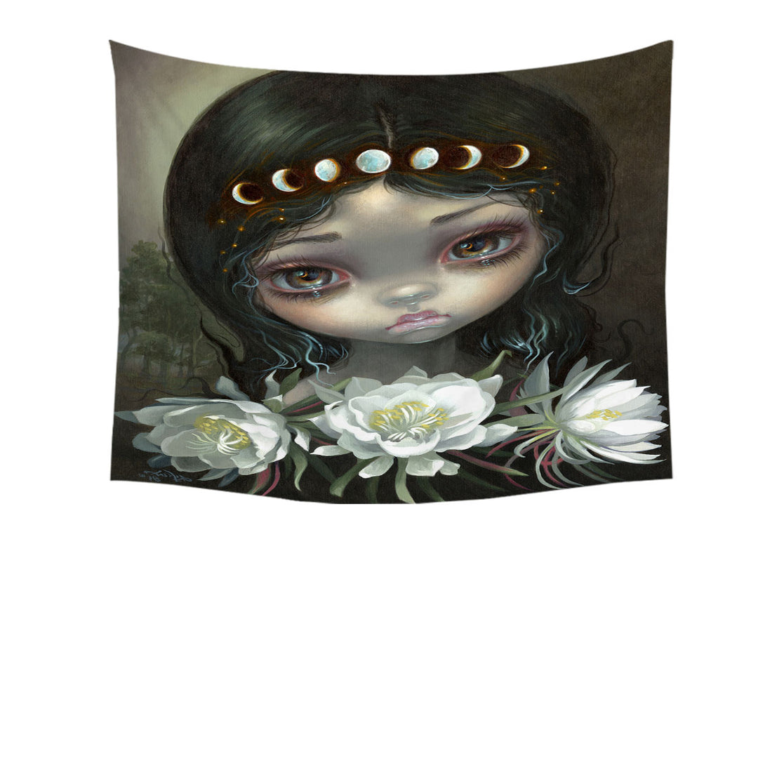 Pretty Girl Wall Decor Queen of the Night Blooms Tapestry